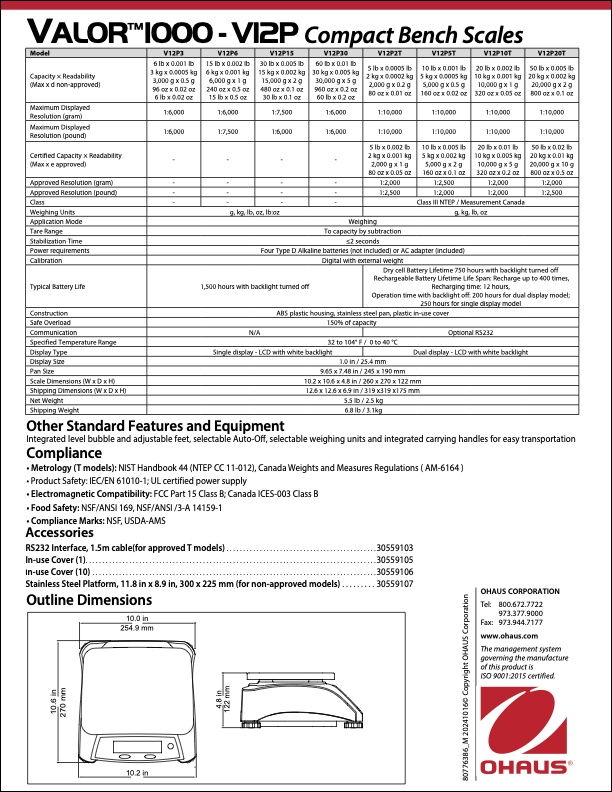 Valor™ 1000 - V12P5TS Scale