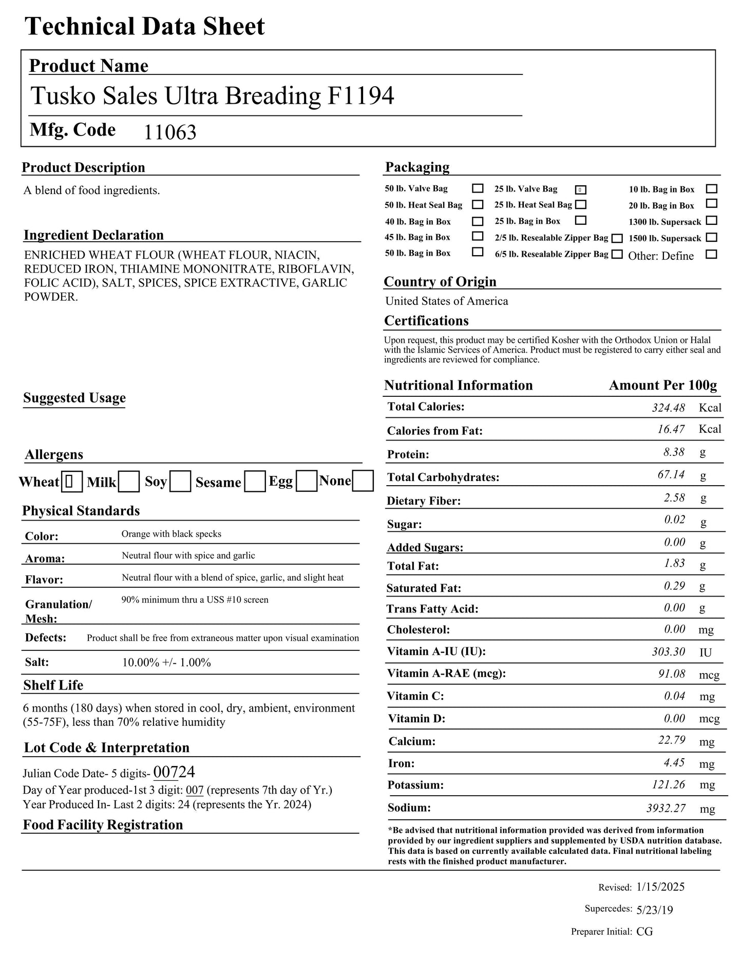 Chicken Breading, Ultra Blend, 25 lb. image 1