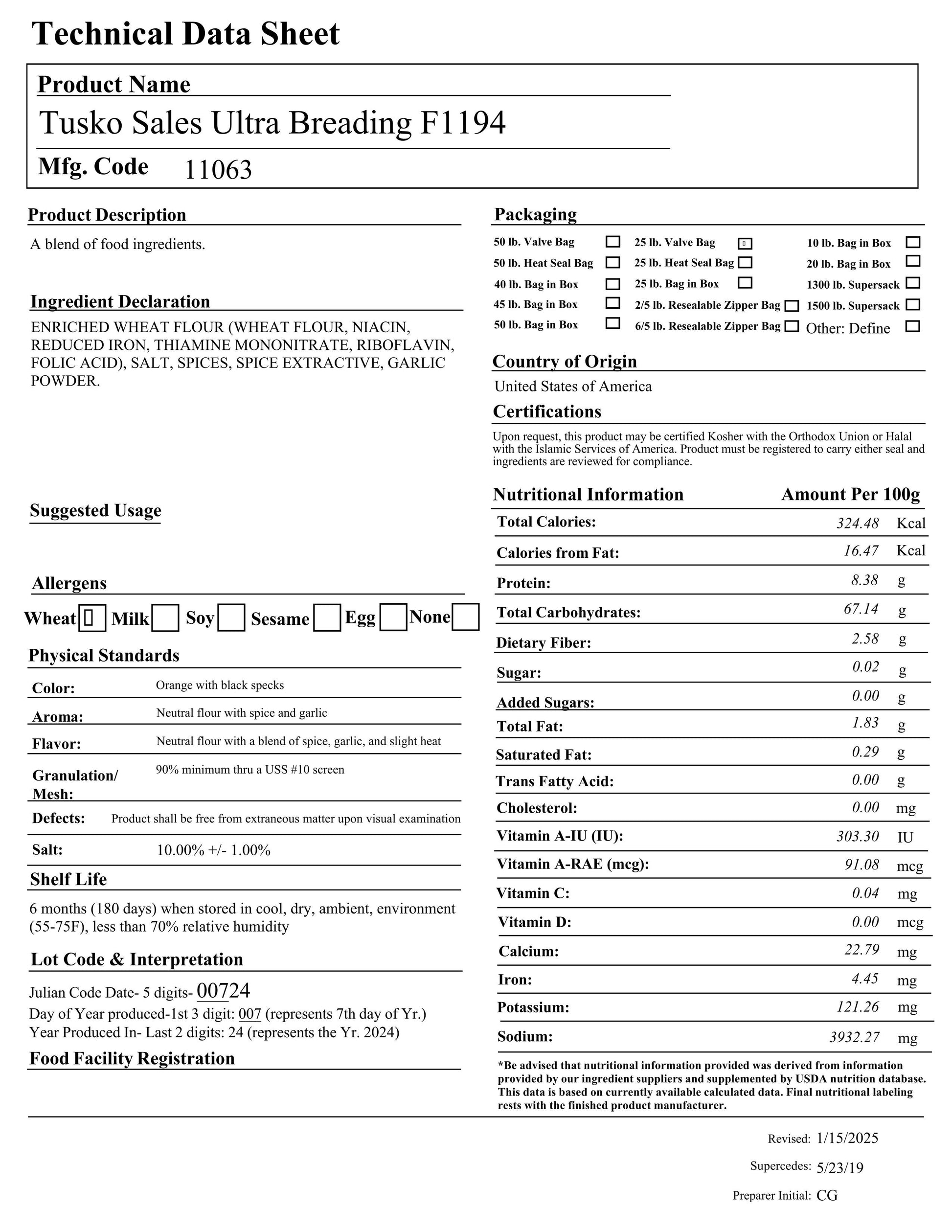 Chicken Breading, Ultra Blend, 25 lb. image 1